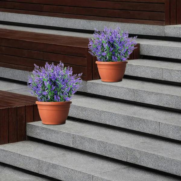 Dyzi Artificial Lavender Topiary Flowers Weatherproof Bushes with Spike