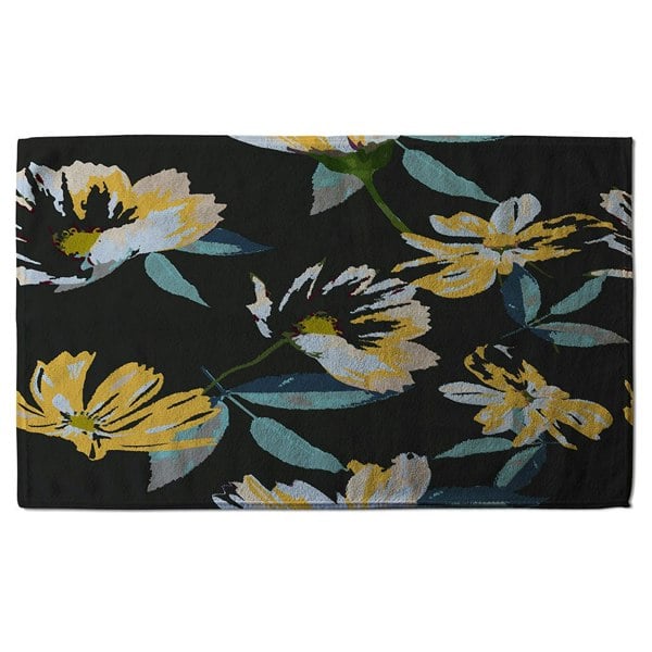 Benjamin Tate Design Yellow Flowers on Green (Bath Towel)