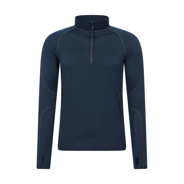 Mountain Warehouse Mens Asgard III Merino Wool Thermal Top - Dark Blue - 