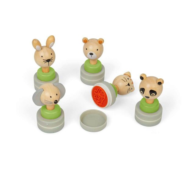 Bigjigs Toys Wooden Ink Stampers (Pk 5)