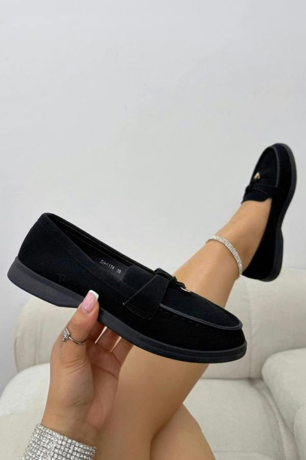 Velvet Crush Refined Ease Slip-On Loafers Black finished with classic slip-on loafer silhouette
