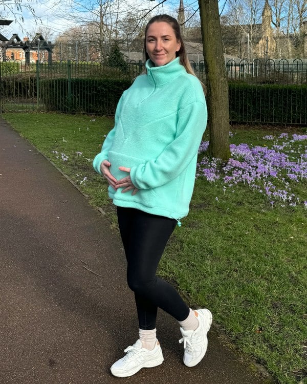 Pretty Mama Cosy Quarter Zip Oversized Breastfeeding Fleece with Pocket- Aqua