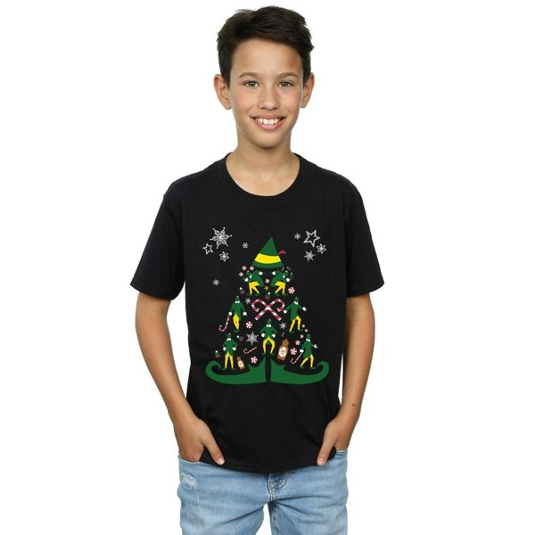 Elf Boys Christmas Tree T-Shirt - Black