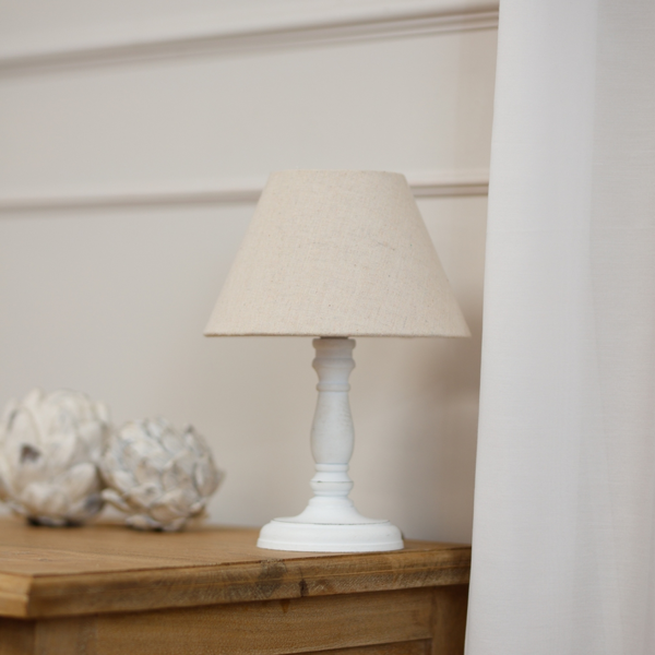 Hill Interiors Cyrene Table Lamp (UK Plug) - Beige/White