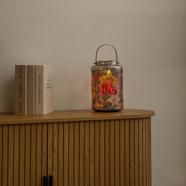 Samuel Alexander 34cm Light Up Decoration LED Candle Christmas Lantern with Timer
