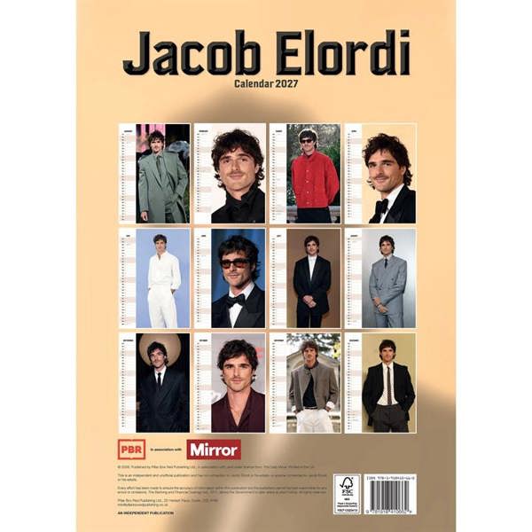 Jacob Elordi A3 Calendar 2027, Wall Calendars, Month To View, Entertainment, Gift