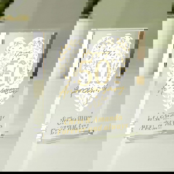 Personalised Memento Company Personalised 50th Golden Wedding Anniversary Crystal Token