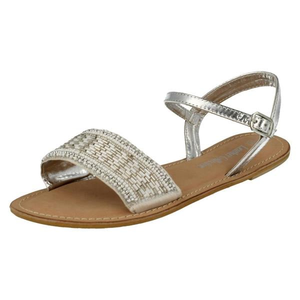 Spot On Ladies Spot On Leather Collection Beaded Sandals