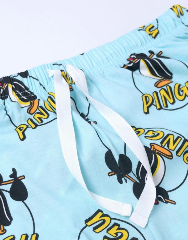 Pingu Womens Blue Character Short Sleeve Long Leg Pyjama Set