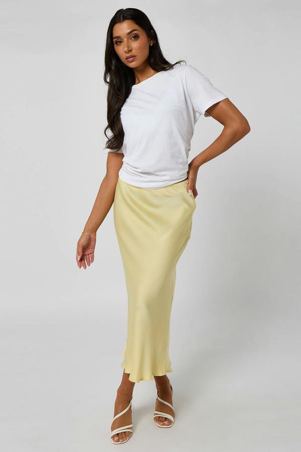 Urban Bliss Lemon Midi Skirt with Texture