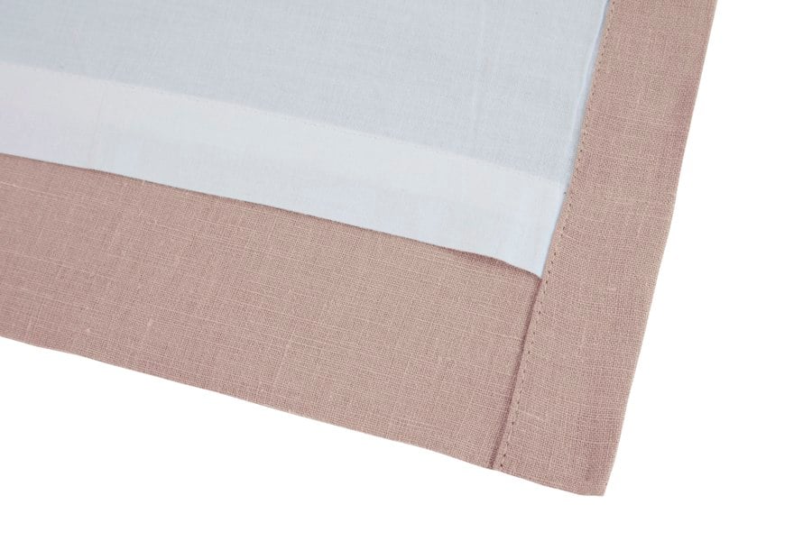 Lazy Linen Pure Washed Linen Lined Eyelet Curtains - Pink