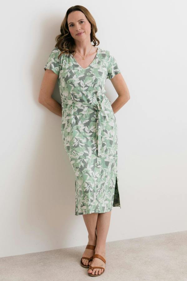 Lily & Me Weekend Jersey Printed T-Shirt Midi Dress Green