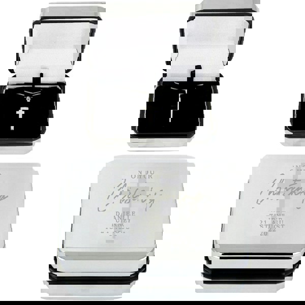 Personalised Memento Company Personalised Christening Trinket Box & Sterling Silver Cross Necklace Set