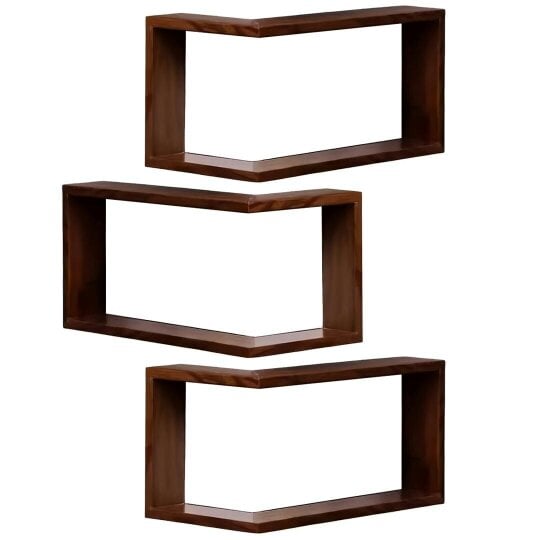 Havendro 3PCS/Set Wood Corner Shelves Book Shelves Storage Wood Display Bookcase School