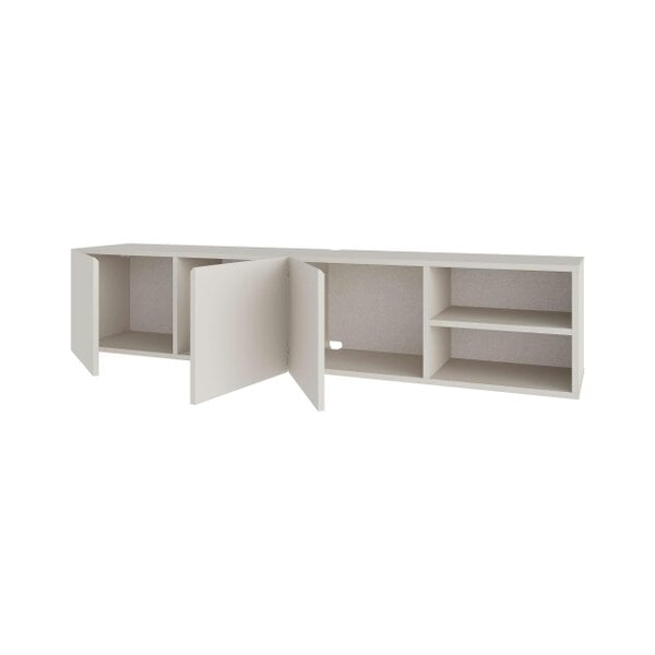 Decortie Conrad 180cm Floating TV Stand, Wall-Mounted Unit with 3 Soft-Close Doors & Open Shelves
