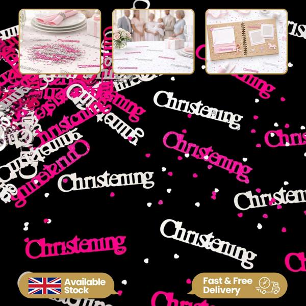 Pink and Silver Christening Confetti Table Scatter, 14g Packs for Party Decoration image 9