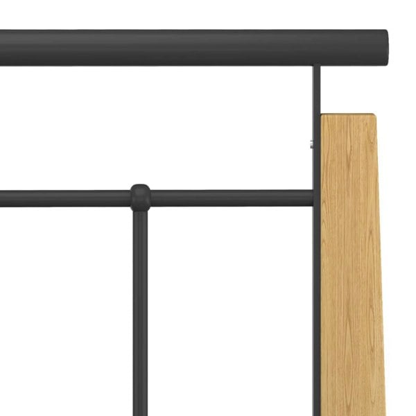Berkfield Bed Frame Metal and Solid Oak Wood 140x200 cm