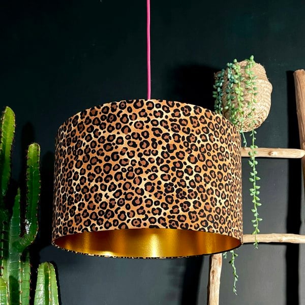 Leopard Print Lampshade With Gold Lining