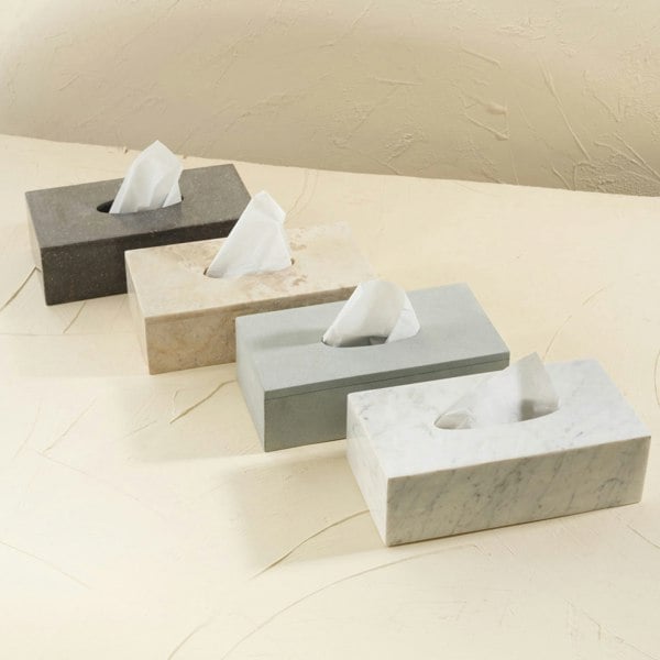Beige marble tissue box cover genuine stone luxury bathroom