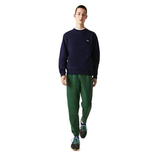 Lacoste Mens Embroidered Logo Fleece Crew Neck Sweatshirt - Navy - 