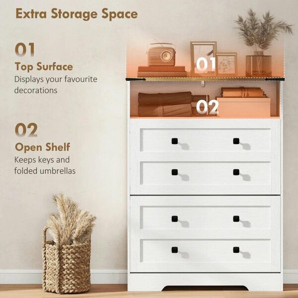 Bobobiy Shoe Cabinet with 2 Flip Drawers, Narrow Shoe Storage Cabinet, White