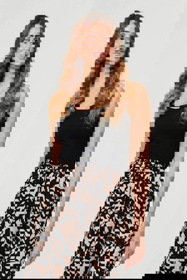 Black | Geo Print High Waist Cropped Trousers