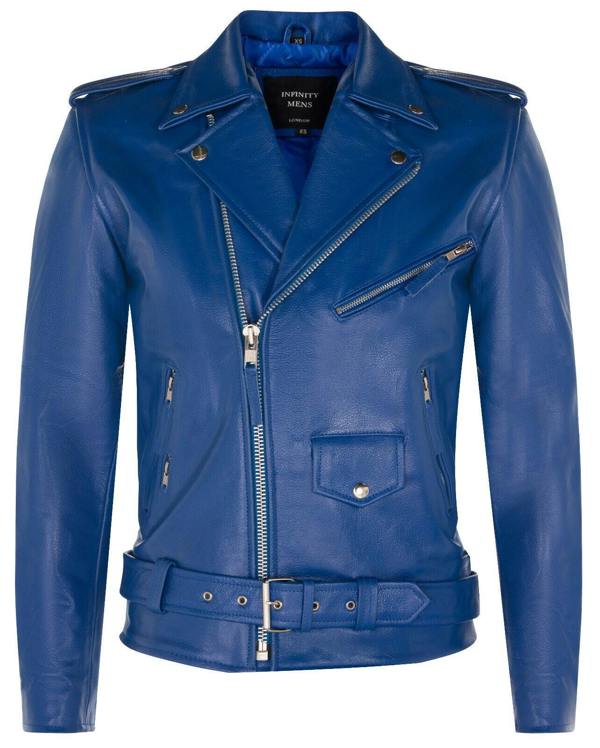 Infinity Leather Mens Leather Brando Biker Rock Motorcycle Hide Jacket