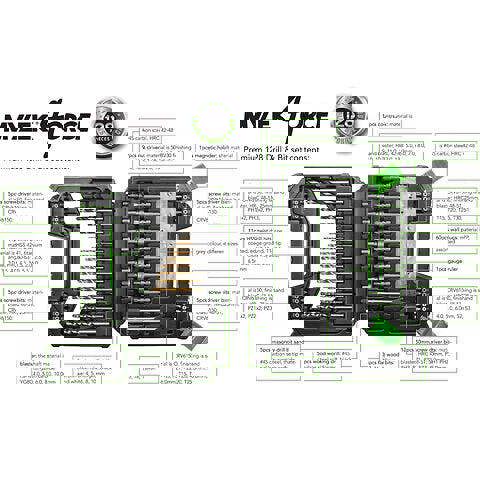Mylek Cordless Drill 20V Brushless Driver Impact Hammer Action Combi Set with 128 Piece Accessory Set