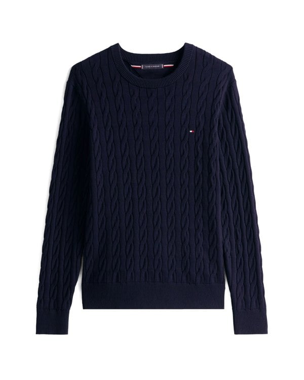 Tommy Hilfiger Classic Cable Mens Crew Jumper - Desert Sky