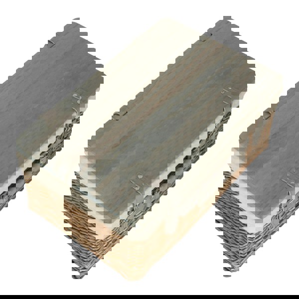 Antique Wash White Lined Willow Picnic Basket with Pinewood Lid