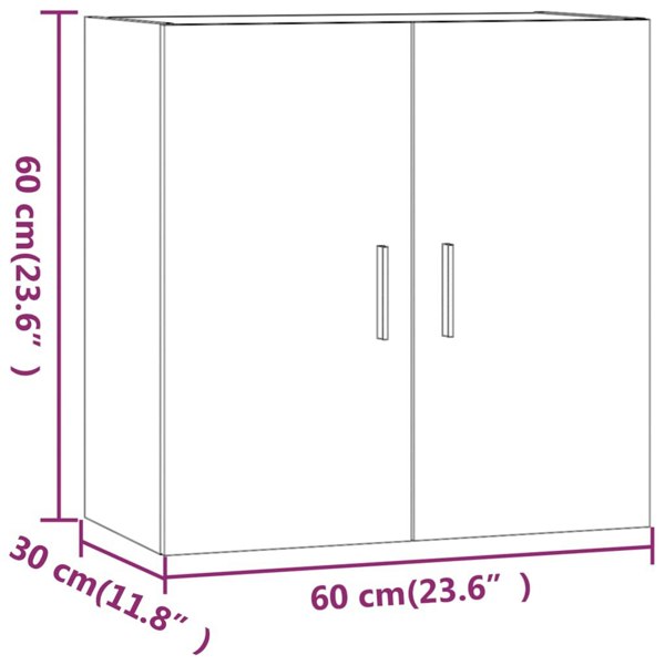 Berkfield Wall Cabinet Grey Sonoma 60x30x60 cm Engineered Wood