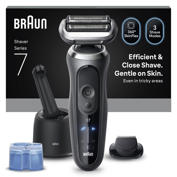 Braun Series 7 72-G7200CC Electric Shaver, SmartCare Center, +1 Attachment - Grey
