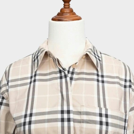 Burberry Soft Fawn Check Cotton Belted Dress Beige