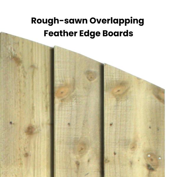 [rackhams variation] gate feather edge fully framed arch top [h.1800 x w.options] 4
