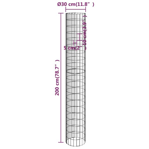 Berkfield Circular Gabion Pole Galvanised Steel �_�”�_30x200 cm