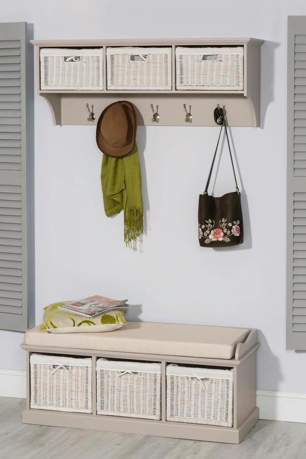 Statement Furniture Tetbury Large Hallway Set with Storage Baskets and Cushion Seat