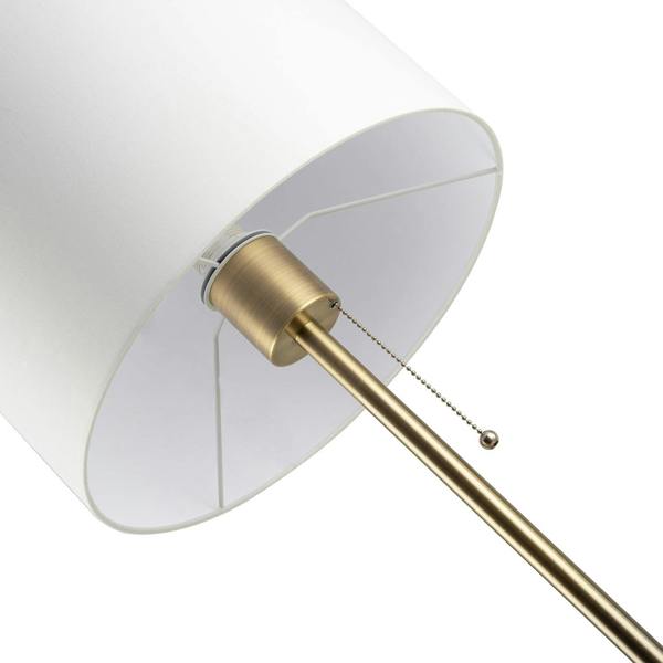 Classic Antique Brass Floor Lamp with Pull Switch and Cotton Shade Image 5