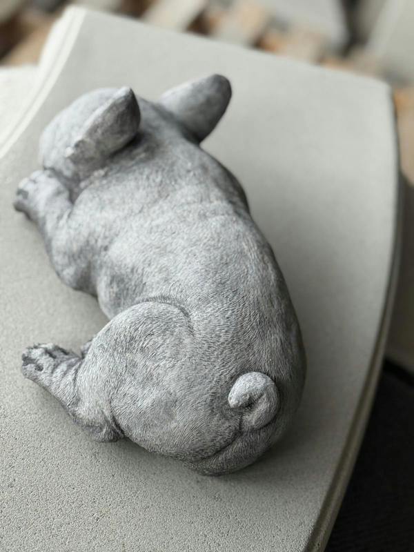 Stone Cast Cute Laying Frenchie Dog Statue