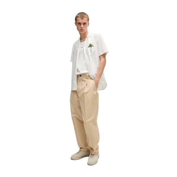 Hugo Mens Renar Relaxed Fit Trousers - Beige - 