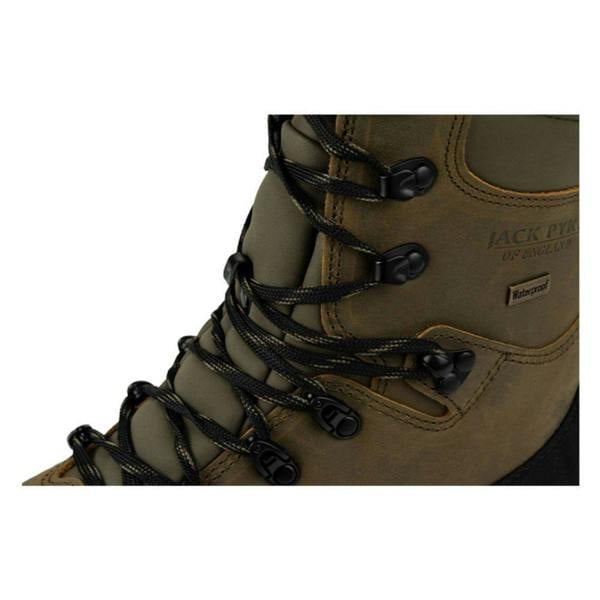 Close up of lace hooks on Jack Pyke Hunters boots for secure fit