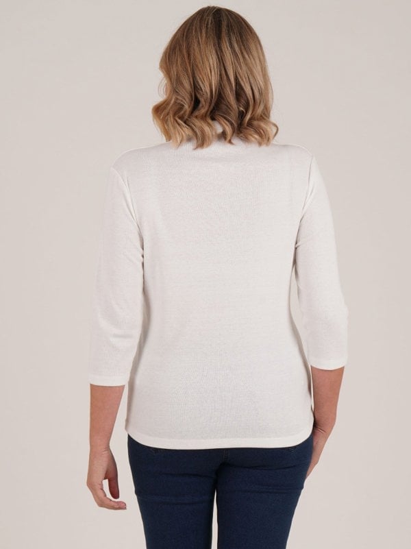 PennyPlain High Back V-neck Top - Ivory