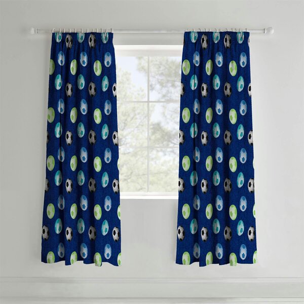 Catherine Lansfield Football Curtains -  Blue