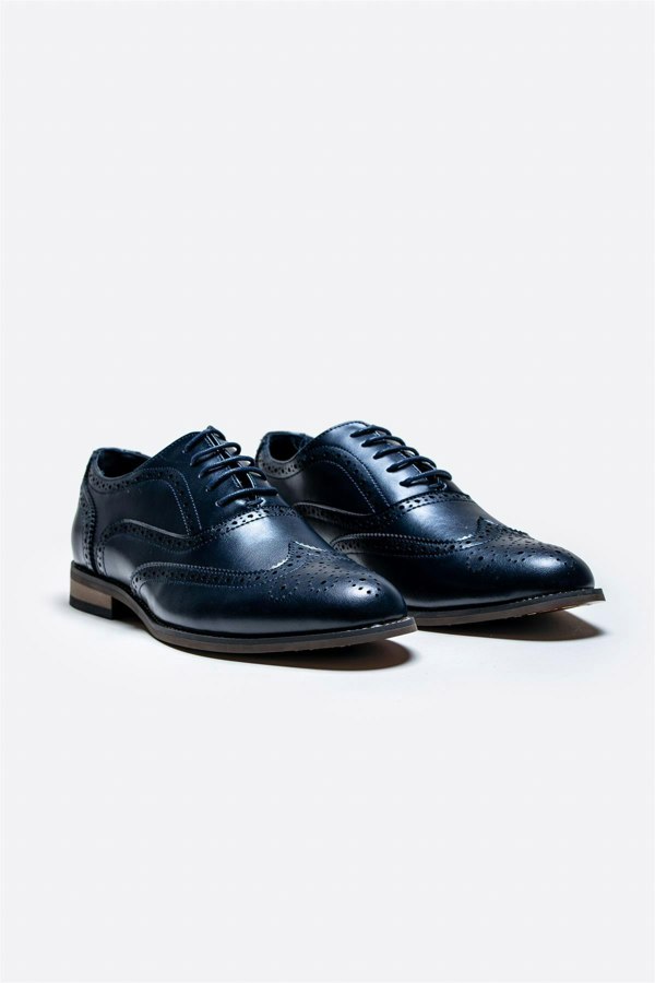 Clark navy shoe front