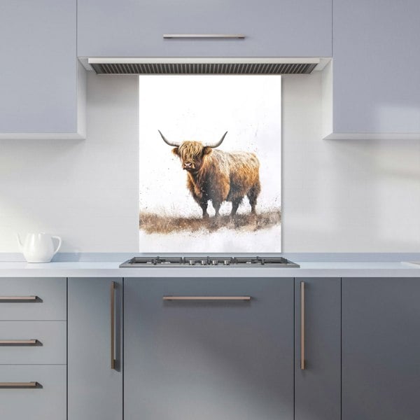 Warren Reed - Designer Highland Cow Watercolour Kitchen Splashback