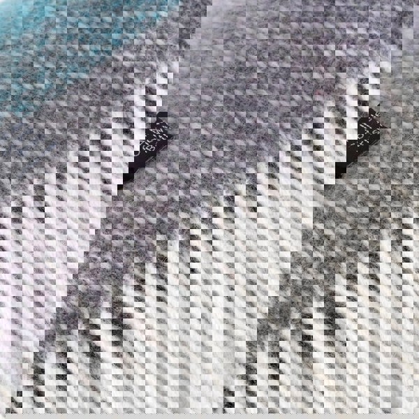 Evening Tales - Pure New Wool Blanket - Super Fluffy - Yellow, Turquoise & Grey - Heating & Plumbing London - Throw