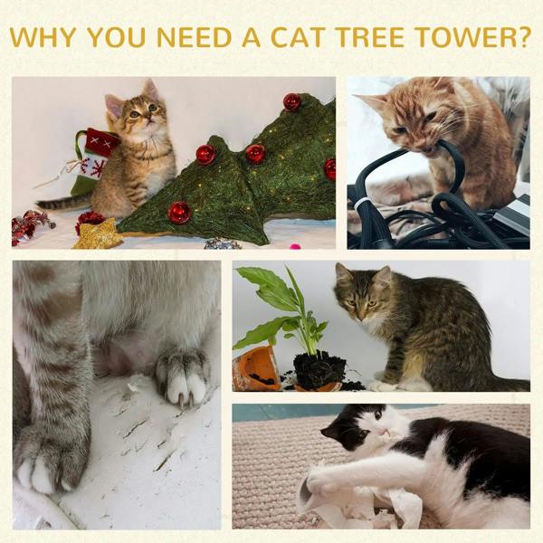 Cat scratching barrel tower with plush top and two circular scratching openings
