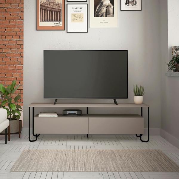 Decortie Cornea Modern TV Unit White with Storage TV Cabinet 150cm