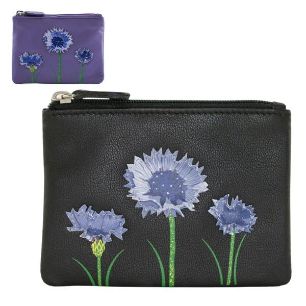 Mala Leather Amana Coin Purse with Cornflower Design