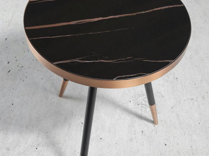 Angel Cerdá Round Corner Table in Porcelain Marble and Black Steel 2069