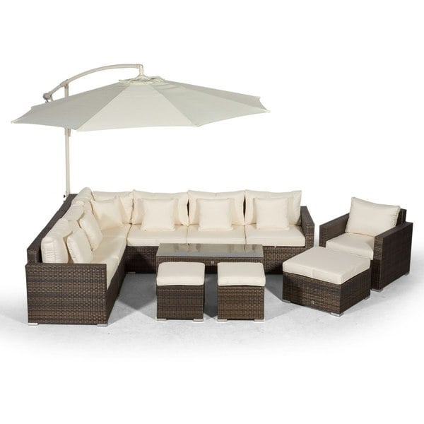 Giardino Havana 7 Seat Rattan Sofa and Armchair Set w/ Coffee Table and 3 Stools